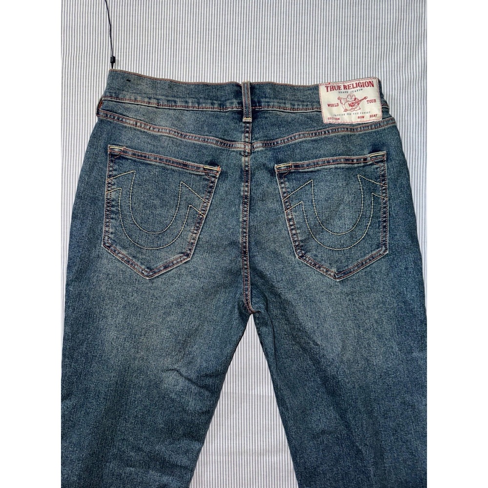 True Religion Rocco Mens Relaxed Skinny Jeans Medium Wash Size 33 - Picture 6 of 11